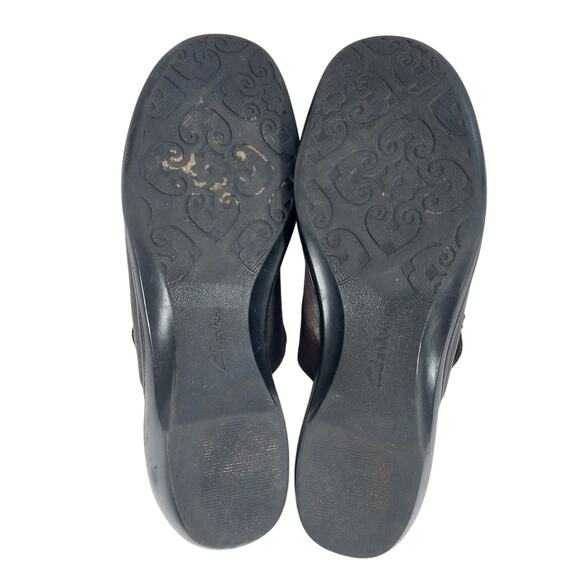 CLARKS! ULTRA PADDED ESPRESSO BROWN GENUINE LEATHER MULES, CLOGS! SZ 10M - Picture 9 of 10